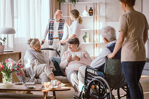 Group of seniors in sitting area